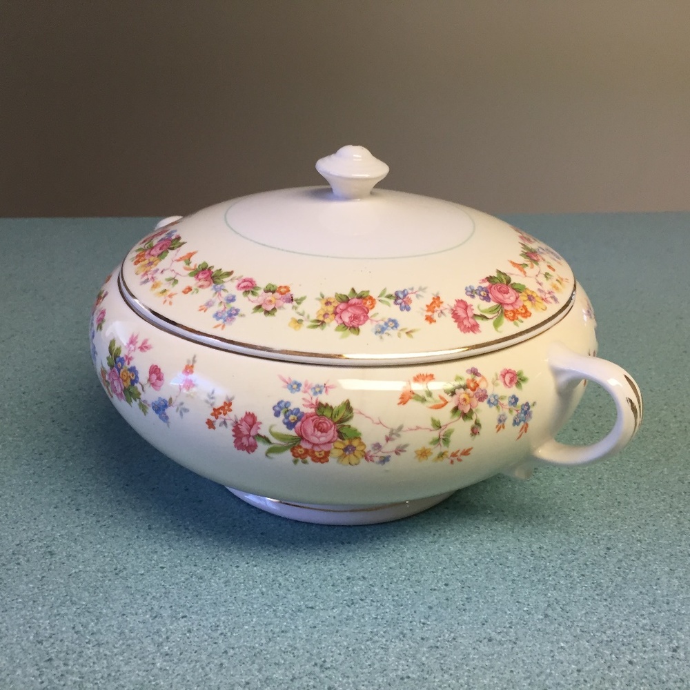 VINTAGE SET SALEM DEBUTANTE COVERED  HANDLED DISH AND  HANDLED GRAVY DISH - Picture 7 of 17